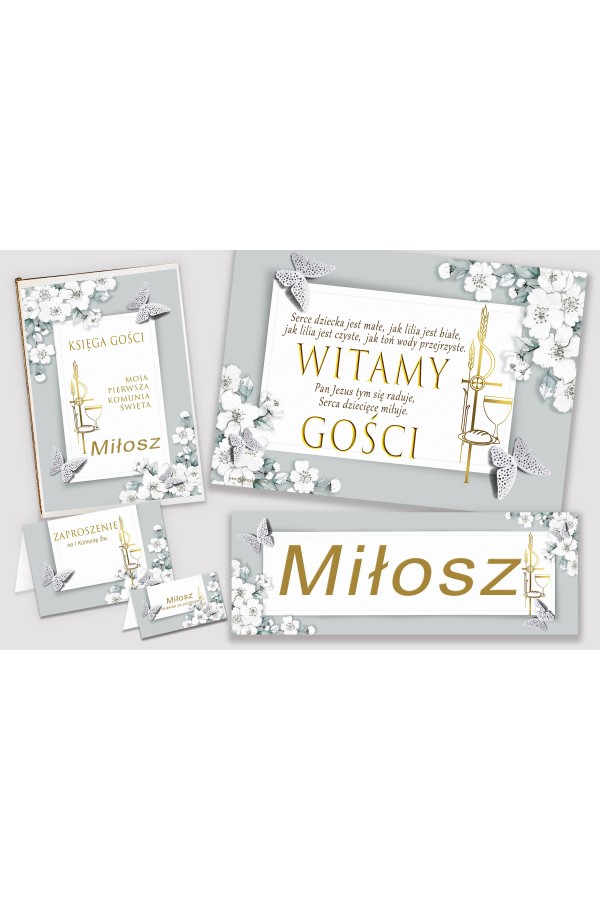 Personalizowany dekoracyjny zestaw komunijny - Jaśminowy ogród - obraz 1