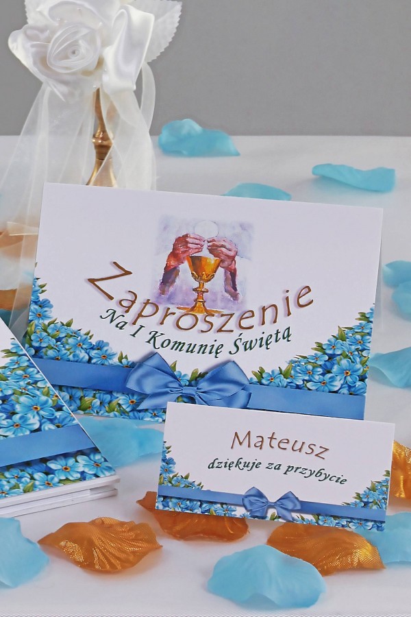 Personalizowany dekoracyjny zestaw komunijny - Niezapominajka - obraz 5