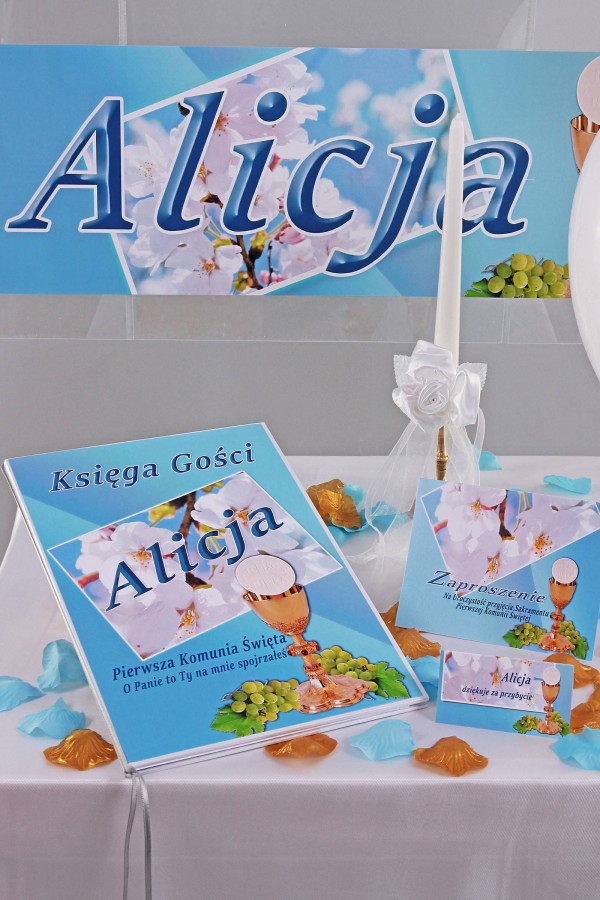 Personalizowany dekoracyjny zestaw komunijny - Turkusowa jabłoń - obraz 2