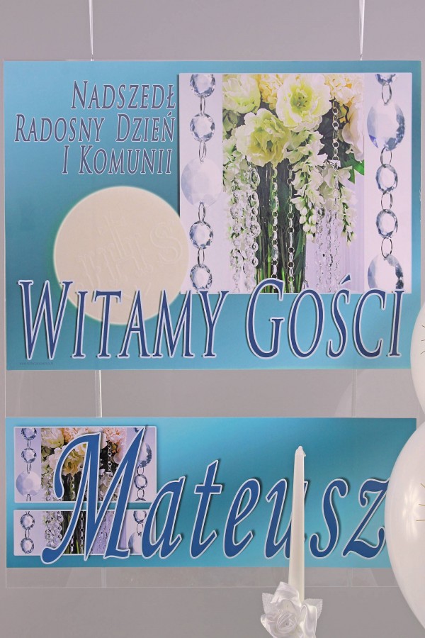 Personalizowany dekoracyjny zestaw komunijny - Kryształ blue - obraz 1