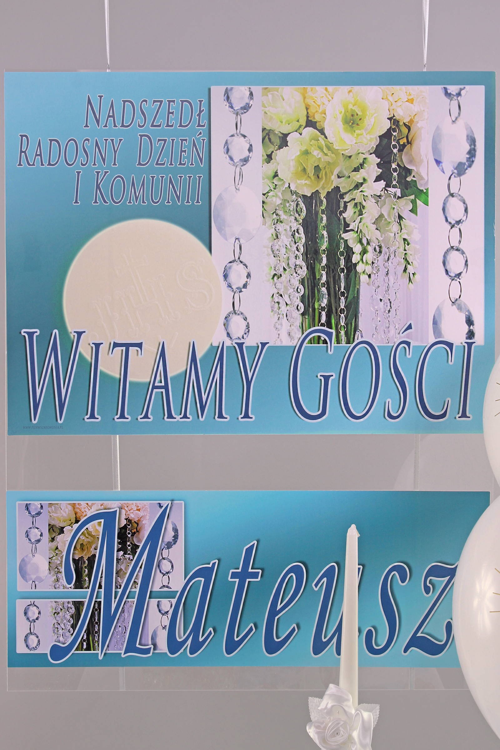 Personalizowany dekoracyjny zestaw komunijny - Kryształ blue - obraz 1