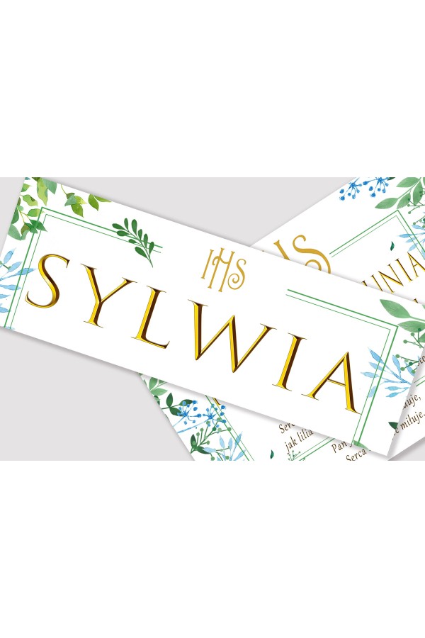 Personalizowany dekoracyjny zestaw komunijny - Wiosenne listki - obraz 2