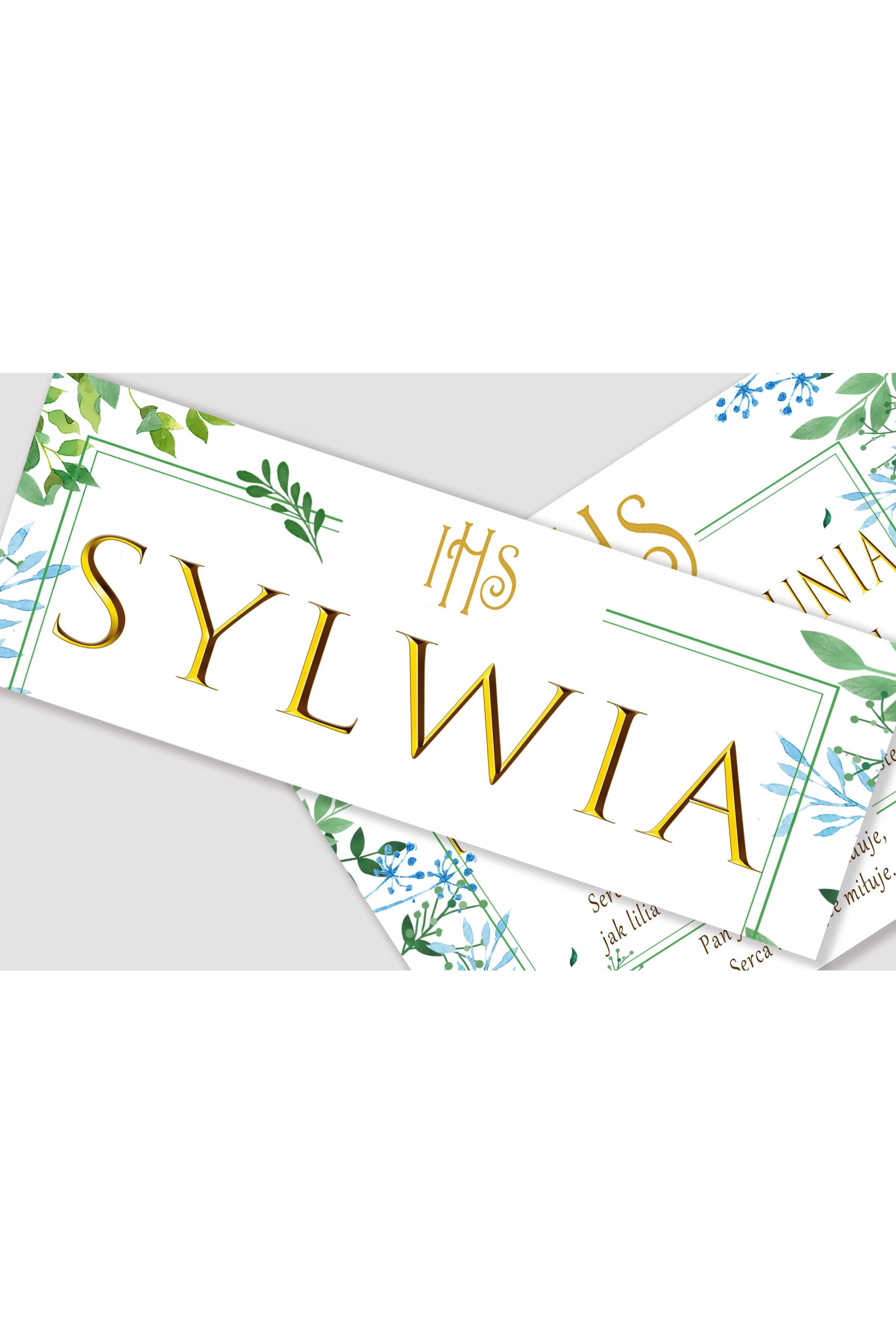 Personalizowany dekoracyjny zestaw komunijny - Wiosenne listki - obraz 2