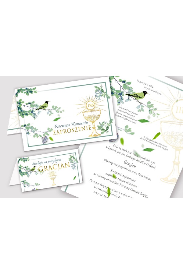 Personalizowany dekoracyjny zestaw komunijny - Słowik w gaju - obraz 5
