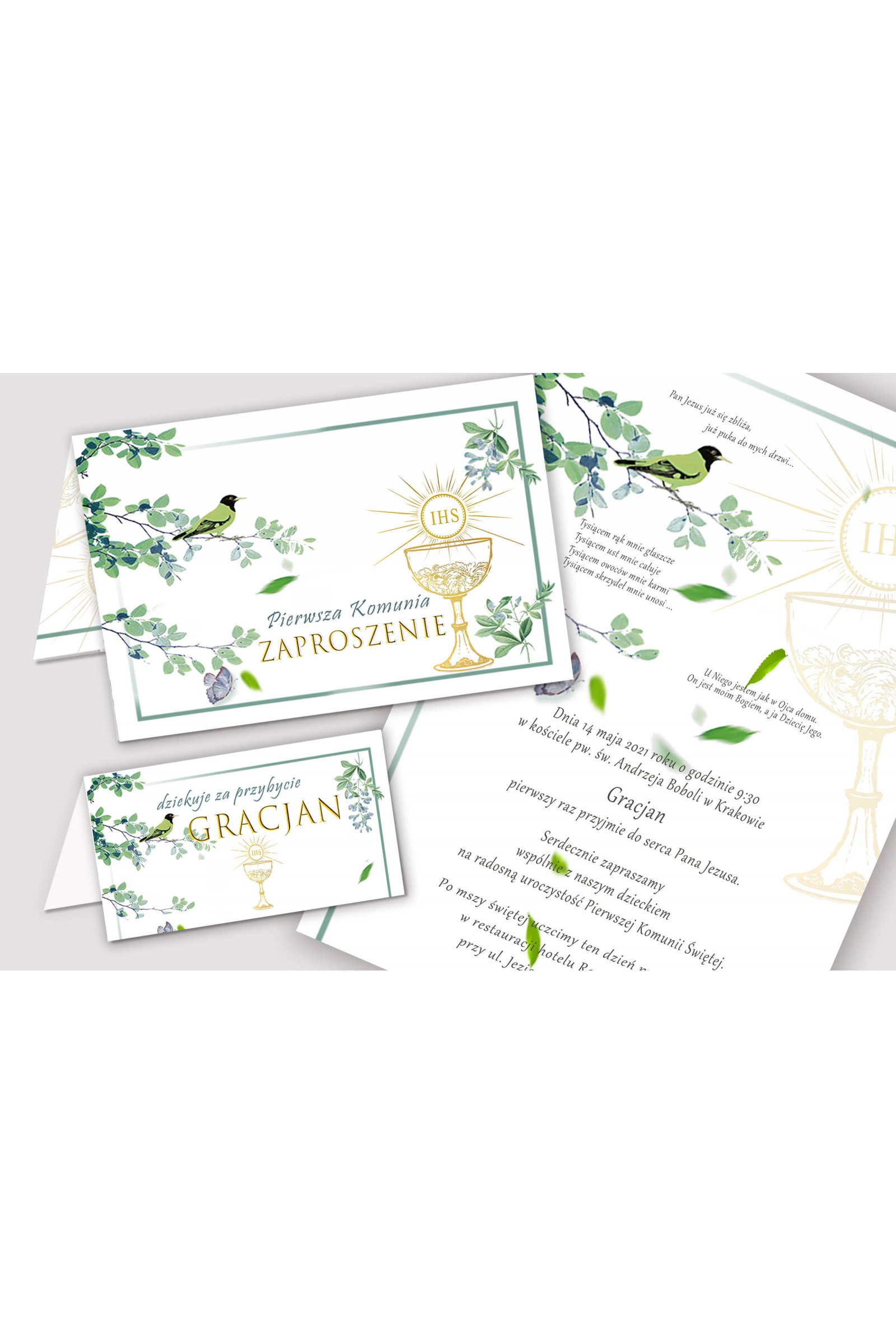Personalizowany dekoracyjny zestaw komunijny - Słowik w gaju - obraz 5