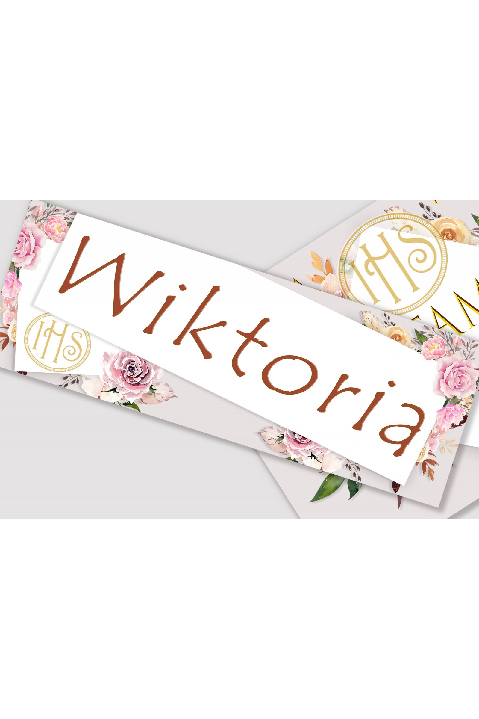 Personalizowany dekoracyjny zestaw komunijny - Piwonia i róża - obraz 2