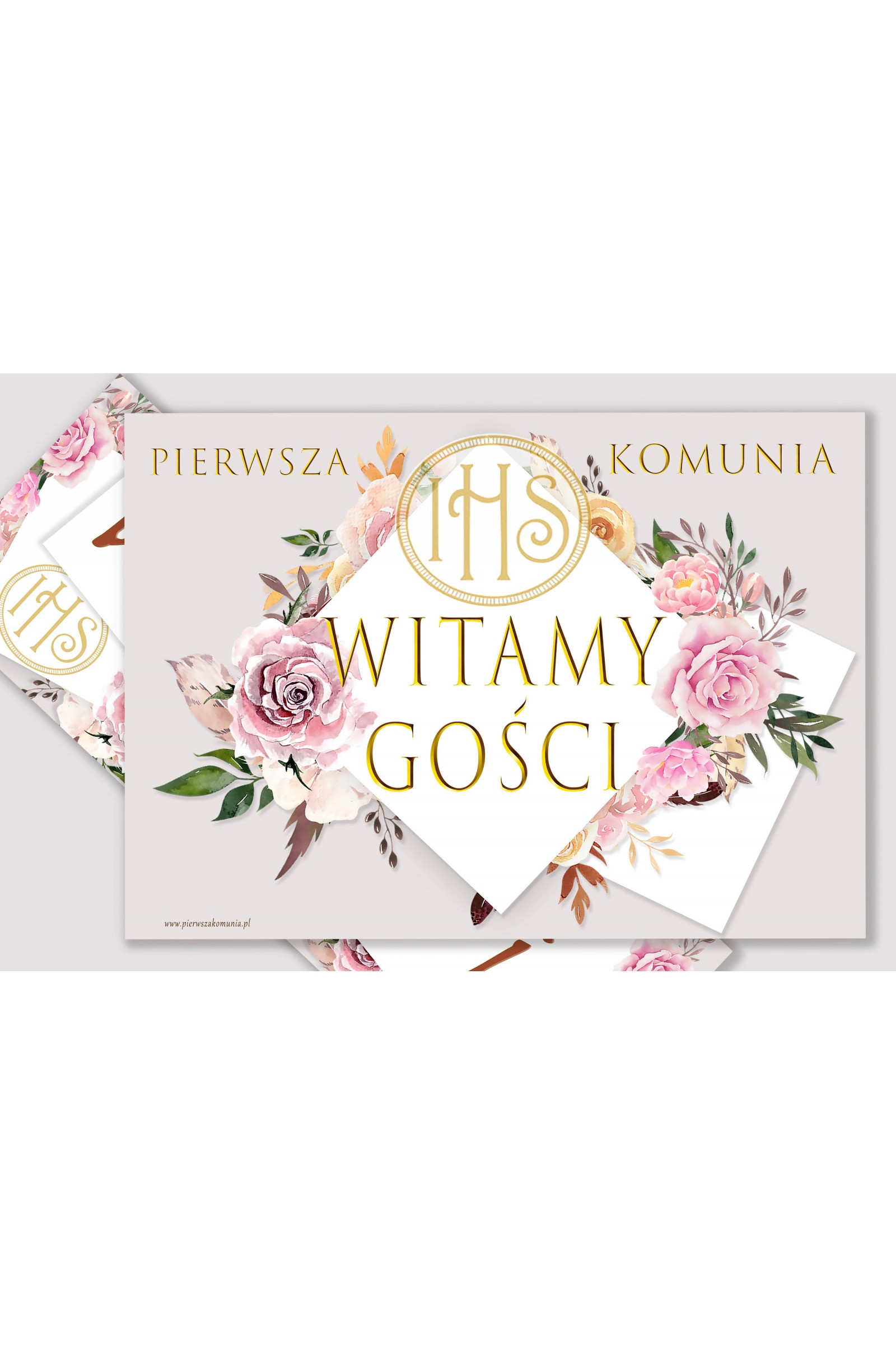 Personalizowany dekoracyjny zestaw komunijny - Piwonia i róża - obraz 3