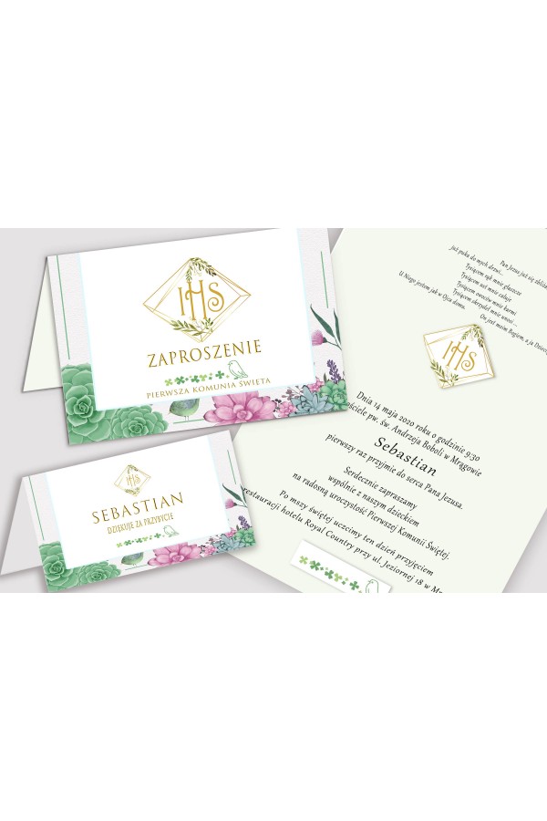 Personalizowany dekoracyjny zestaw komunijny - Diamencik z eukaliptusem - obraz 5