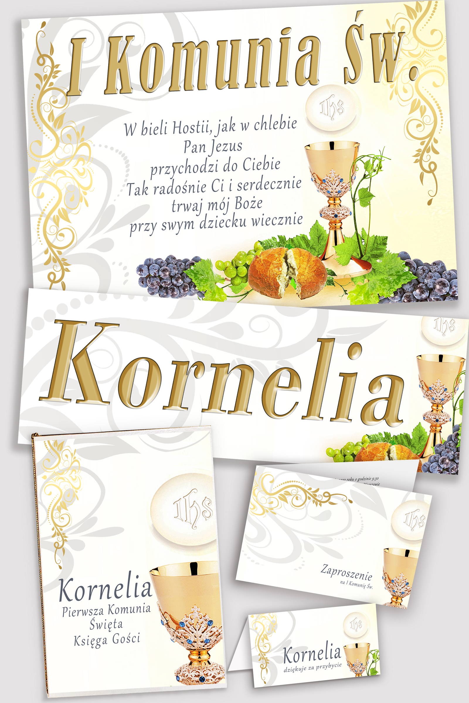 Personalizowany dekoracyjny zestaw komunijny - Kielich - obraz 0