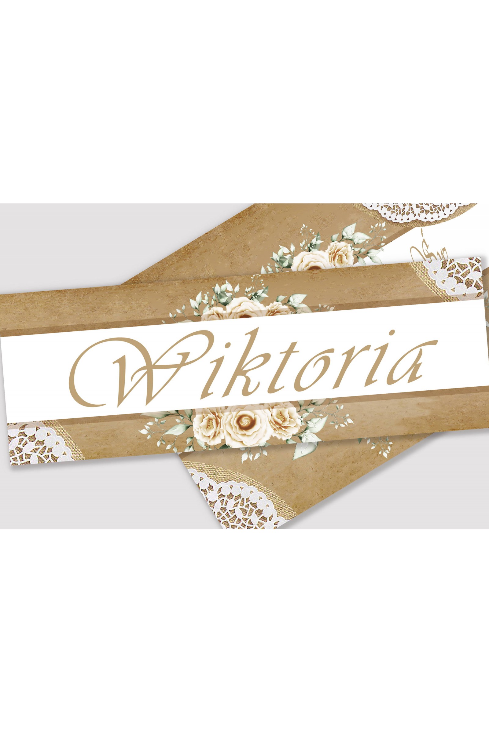 Personalizowany dekoracyjny zestaw komunijny - Pergaminowy beż - obraz 2