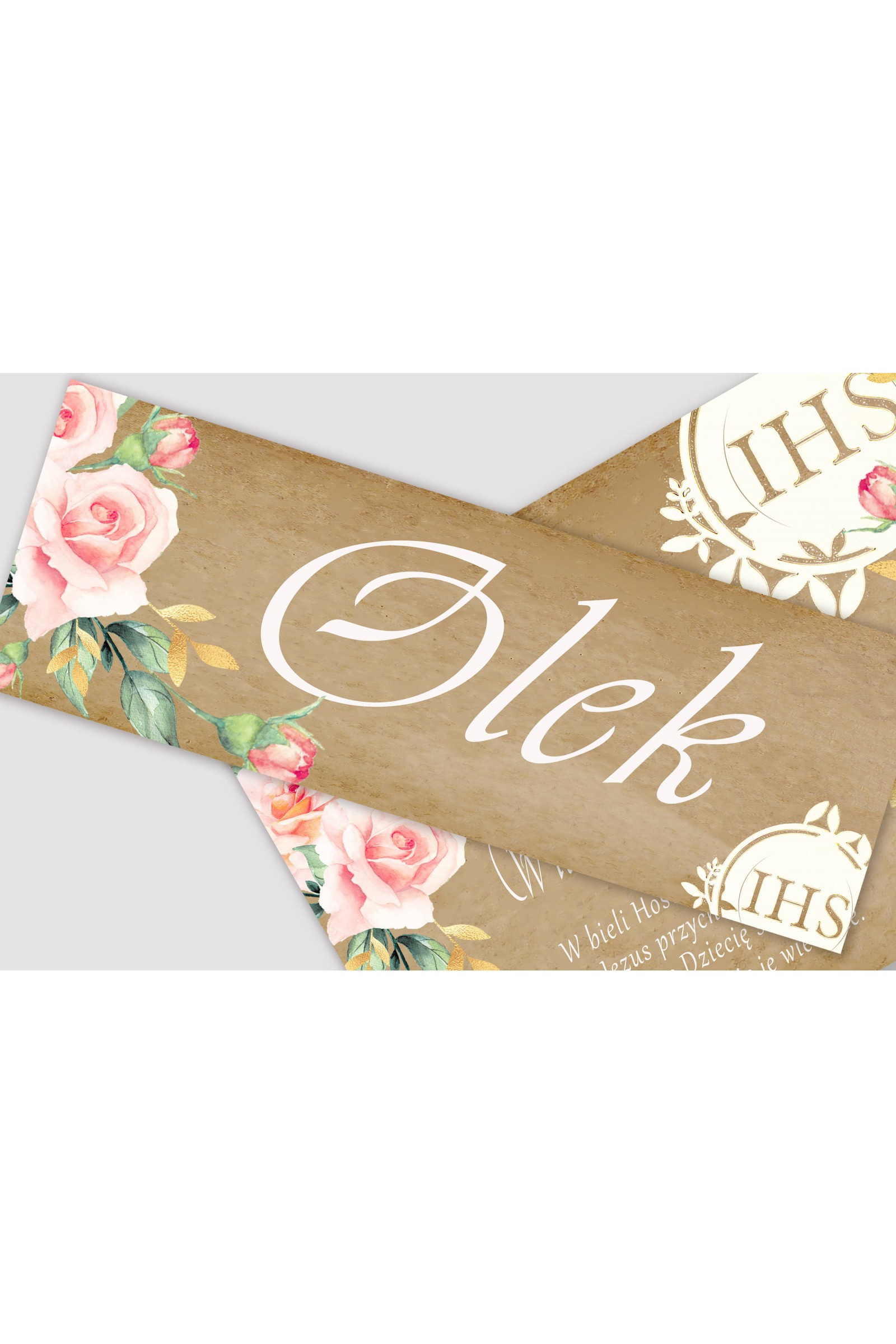 Personalizowany dekoracyjny zestaw komunijny - Pergaminowy bukiet - obraz 2