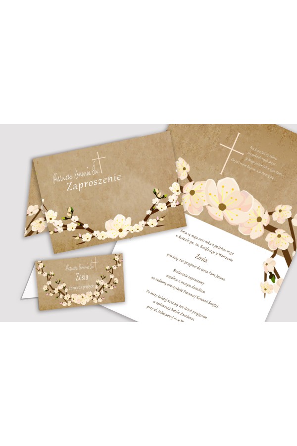 Personalizowany dekoracyjny zestaw komunijny - Pergaminowy sad - obraz 5