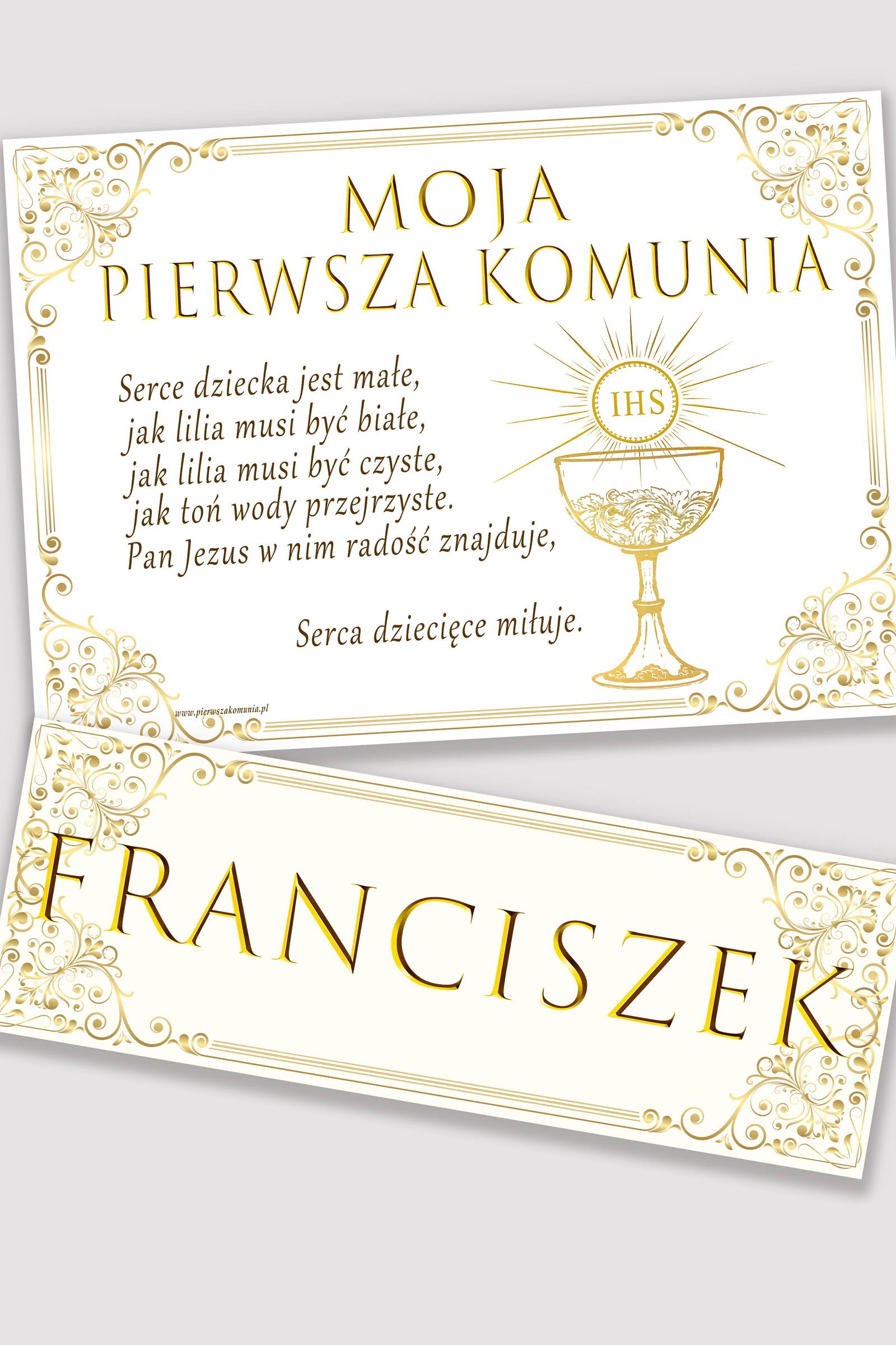Personalizowany plakat komunijny z imieniem - Royal Gold - obraz 0