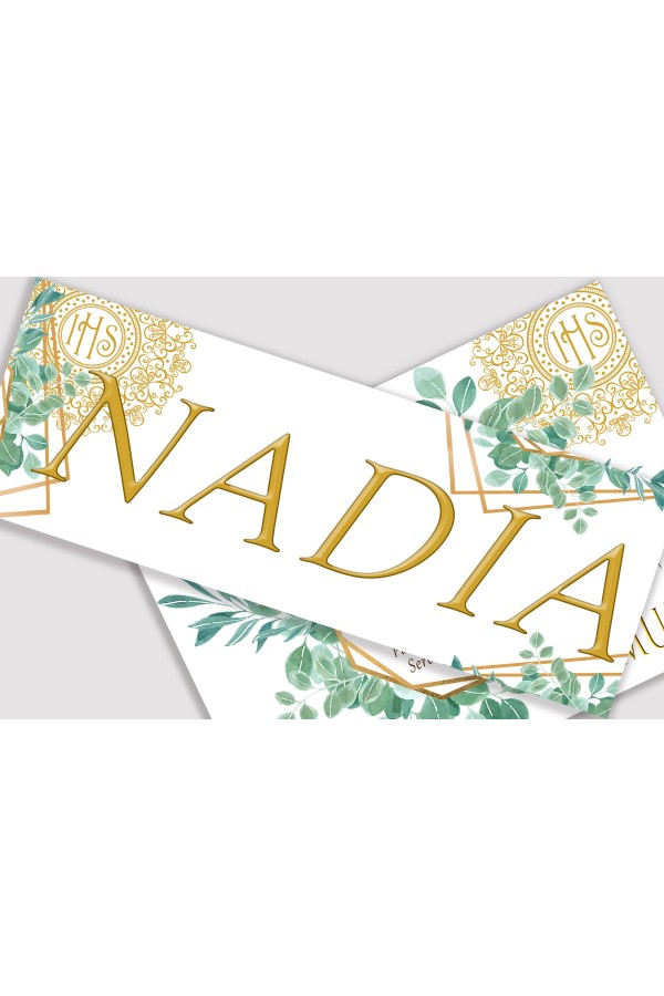 Personalizowany plakat komunijny z imieniem - Finezyjny Eukaliptus - obraz 1
