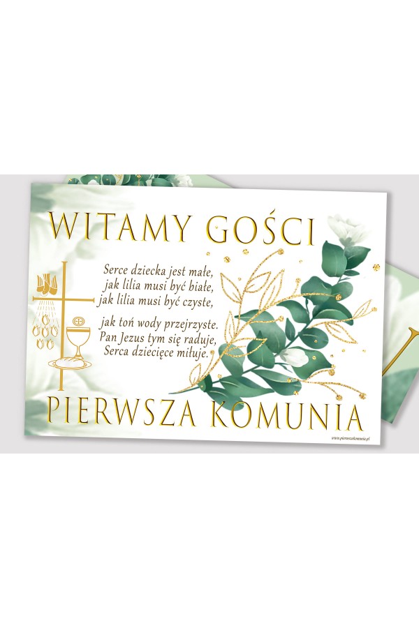 Personalizowany plakat komunijny z imieniem - Biały płatek - obraz 2