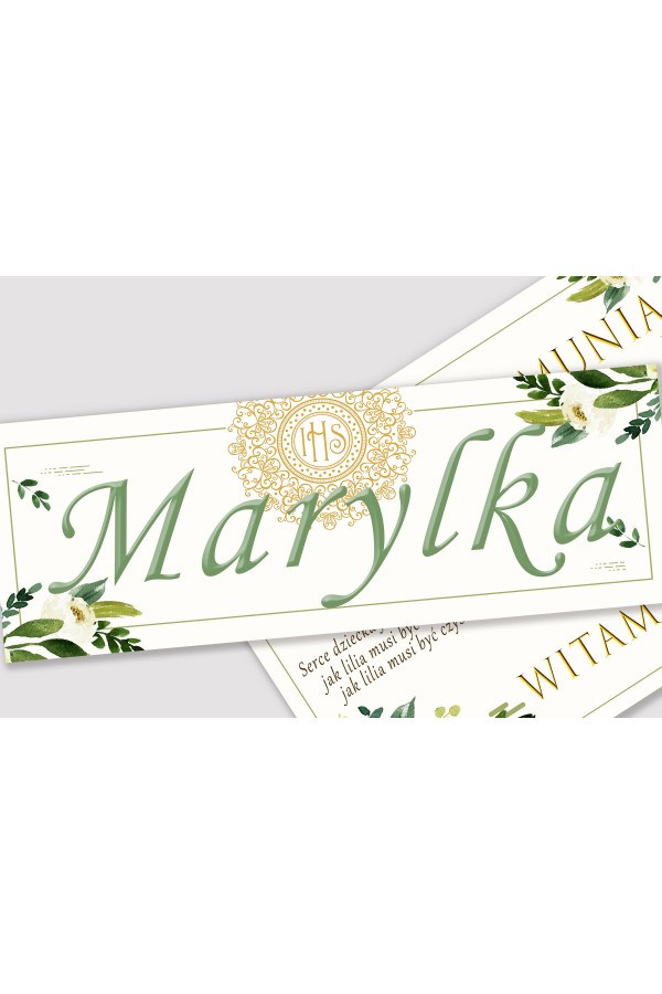Personalizowany plakat komunijny z imieniem - Biały bukiecik - obraz 1