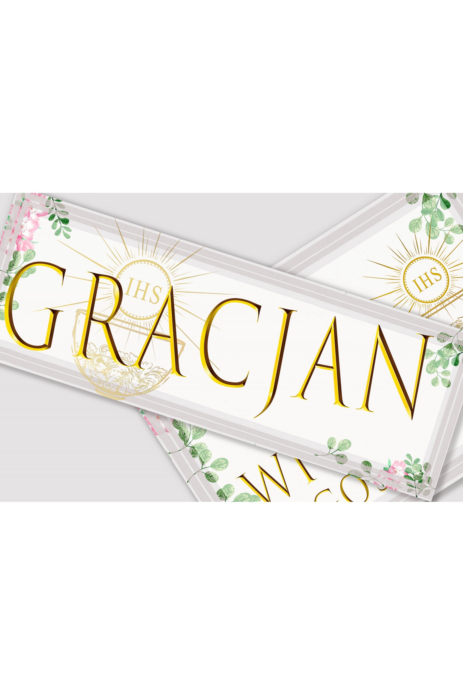 Personalizowany plakat komunijny z imieniem - Fiołki akwarelka - obraz 1