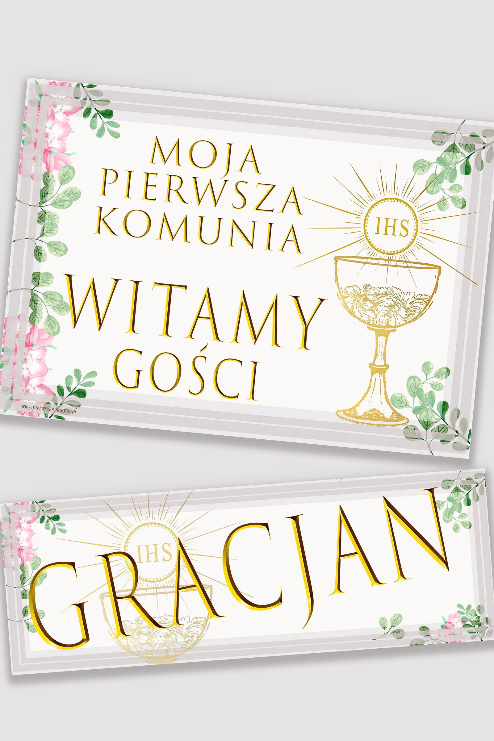 Personalizowany plakat komunijny z imieniem - Fiołki akwarelka - obraz 0