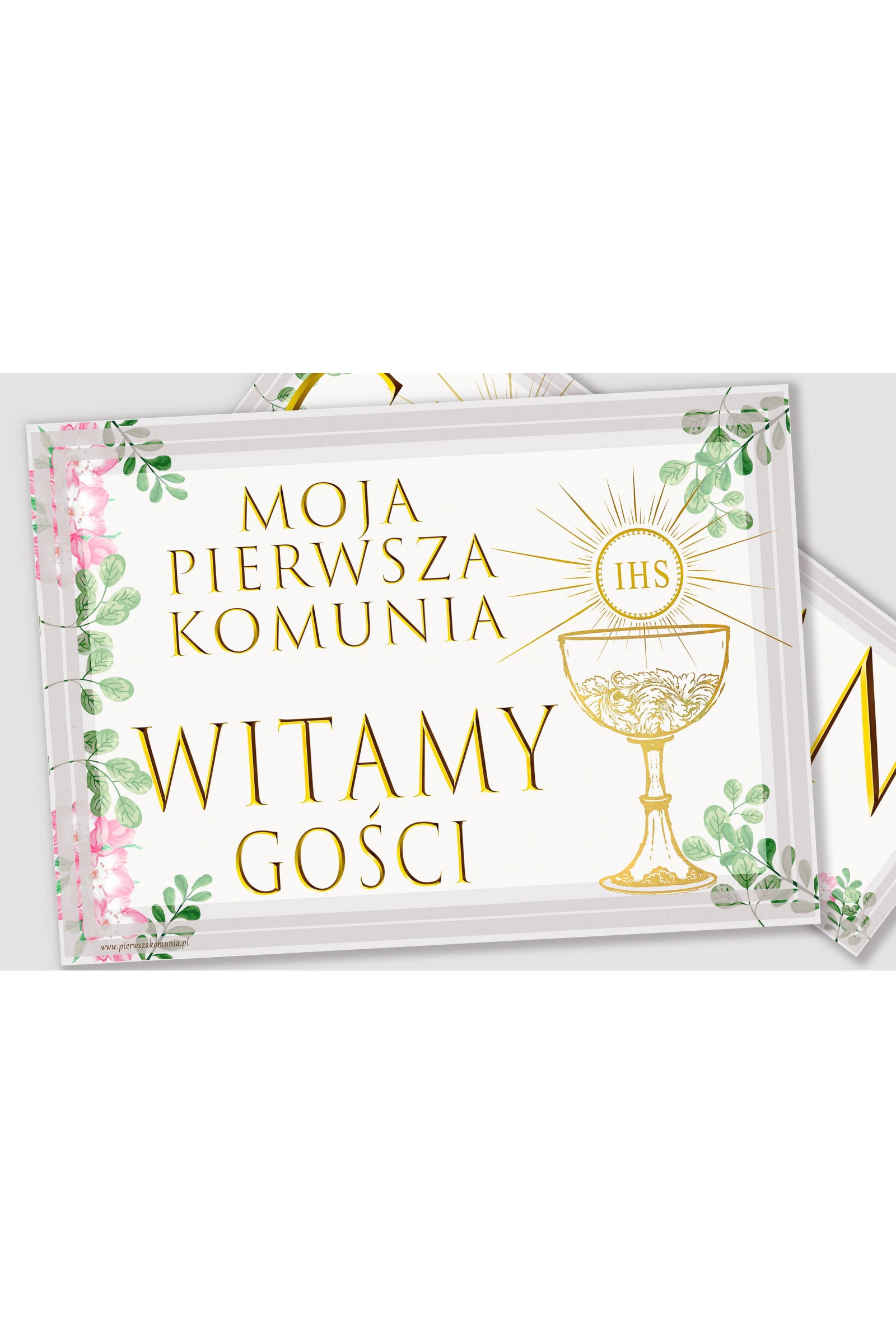 Personalizowany plakat komunijny z imieniem - Fiołki akwarelka - obraz 2