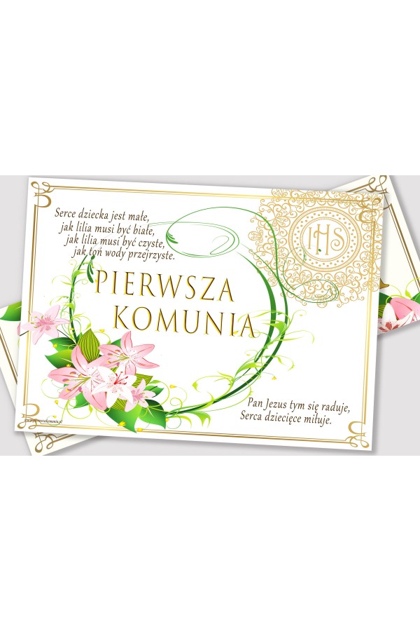 Personalizowany plakat komunijny z imieniem - Delikatność lilii - obraz 2