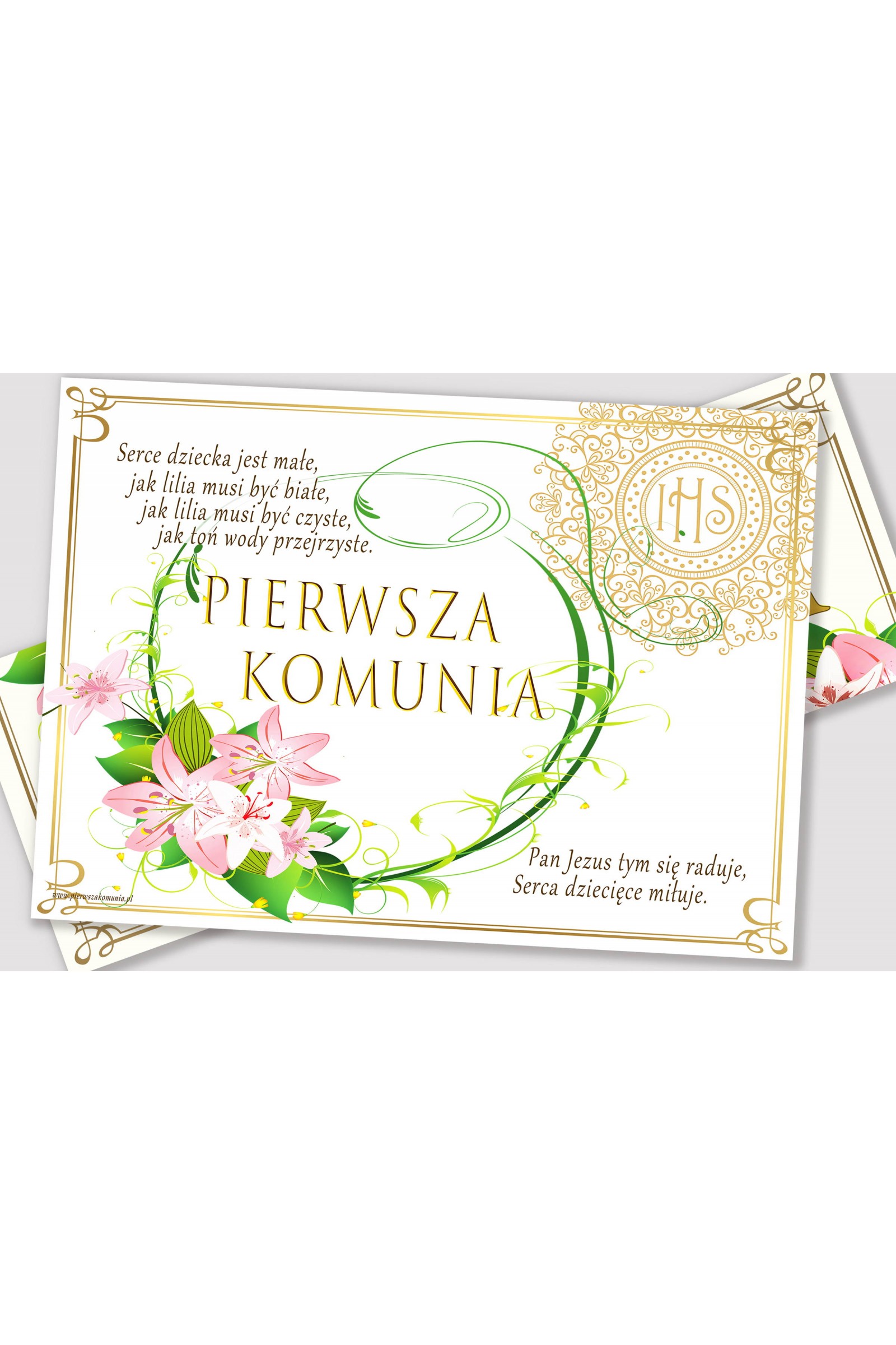 Personalizowany plakat komunijny z imieniem - Delikatność lilii - obraz 2