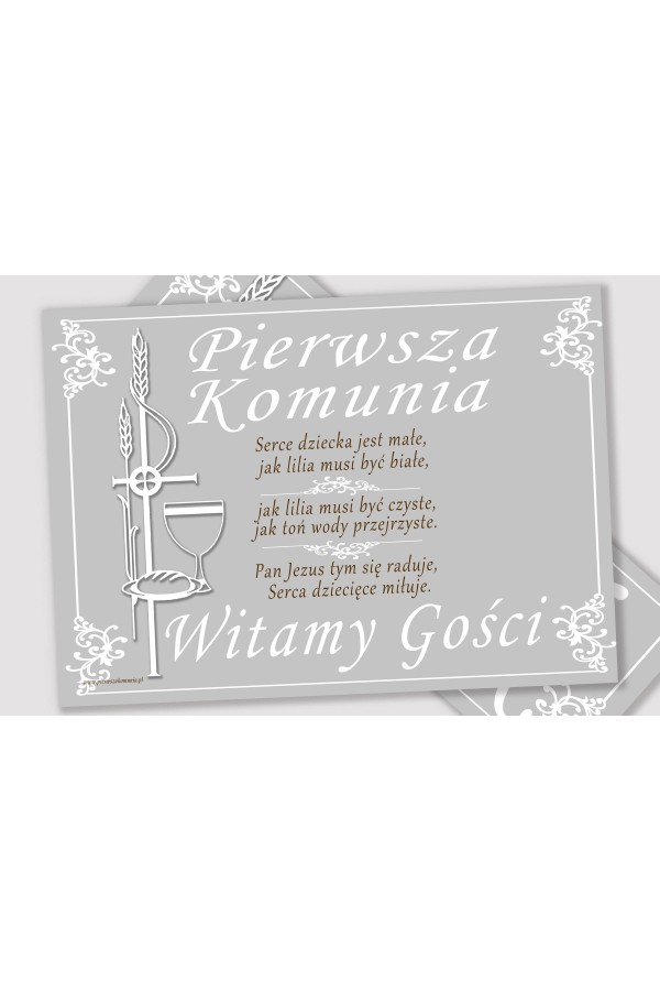 Personalizowany plakat komunijny z imieniem - Biała elegancja - obraz 2