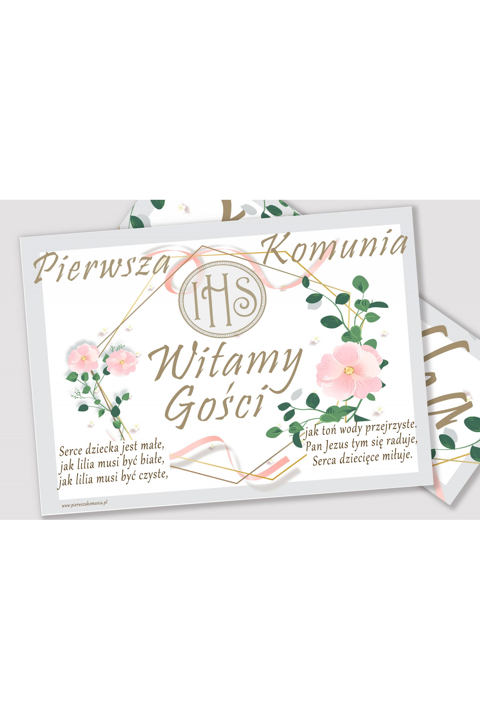 Personalizowany plakat komunijny z imieniem - Różowa wstążeczka - obraz 2