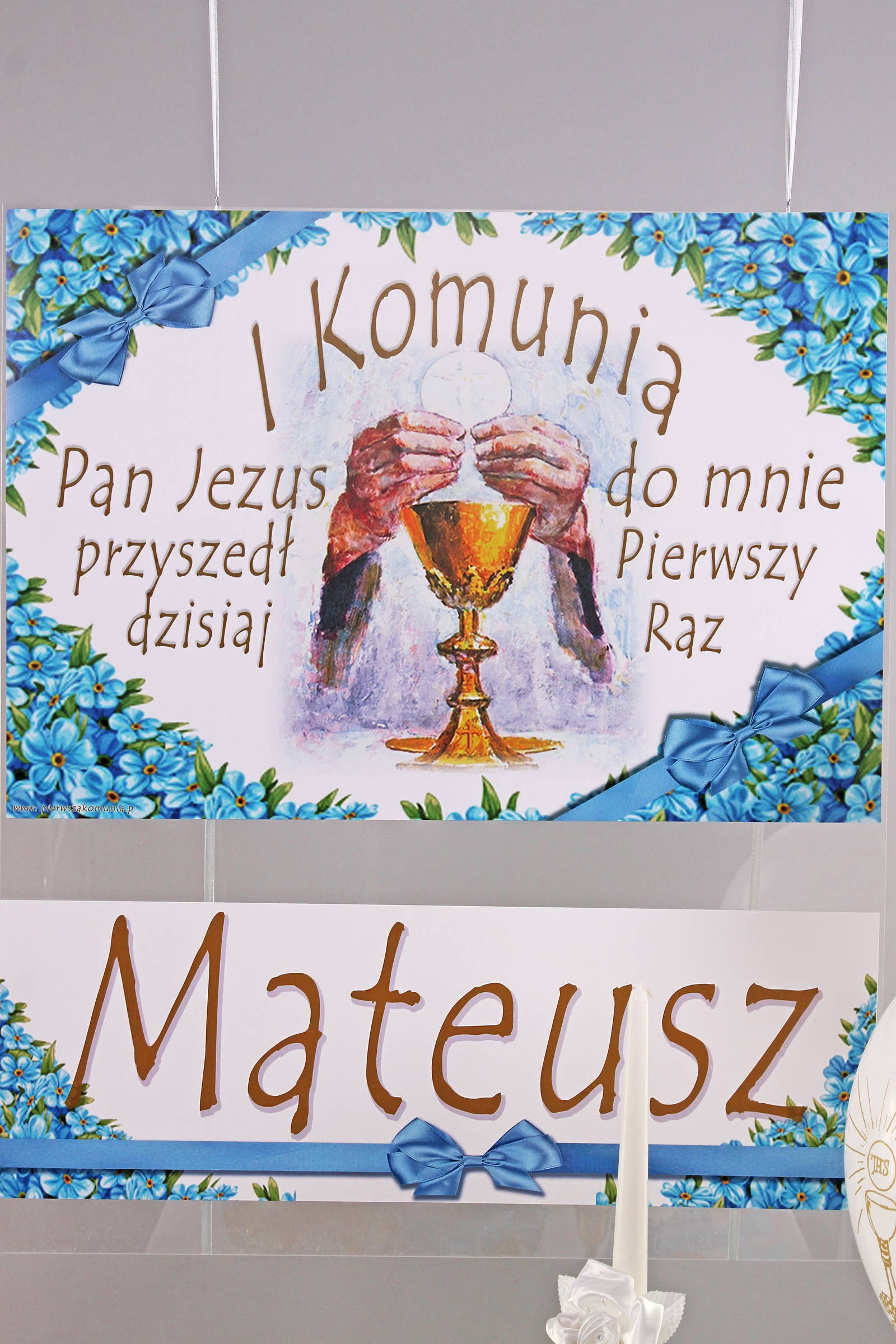 Personalizowany plakat komunijny z imieniem - Niezapominajka - obraz 0