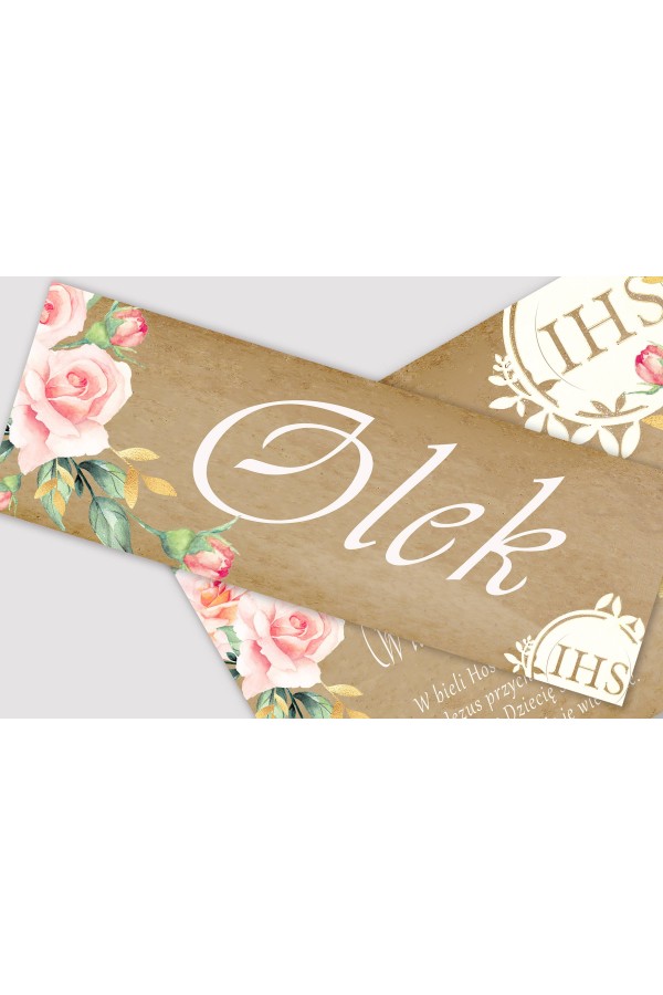 Personalizowany plakat komunijny z imieniem - Pergaminowy bukiet - obraz 1
