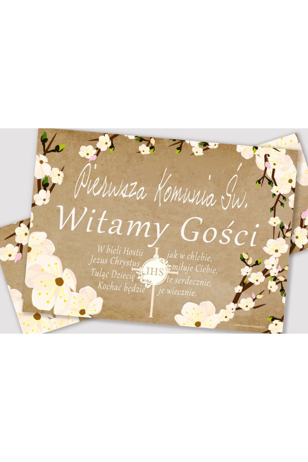 Personalizowany plakat komunijny z imieniem - Pergaminowy sad - obraz 2