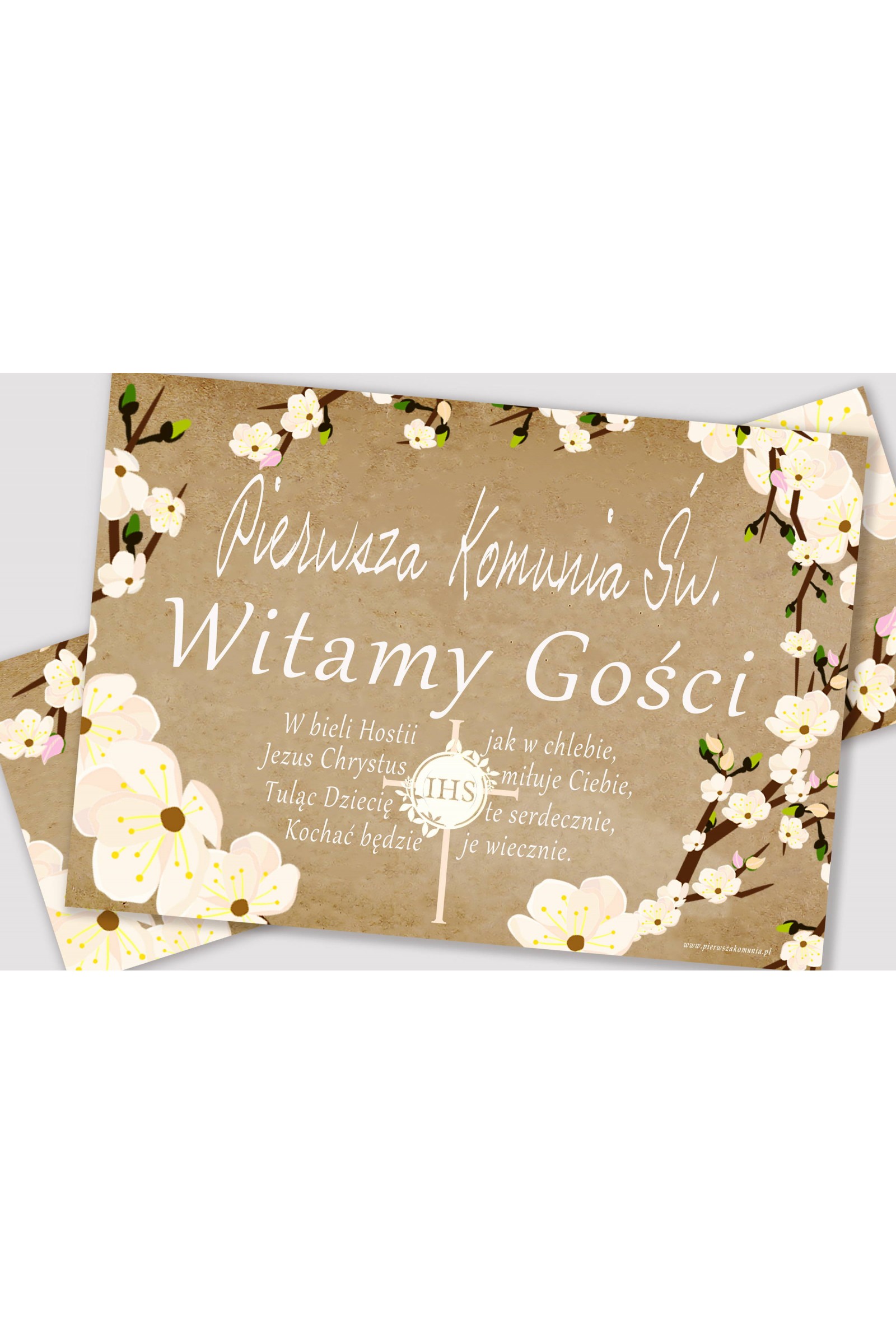 Personalizowany plakat komunijny z imieniem - Pergaminowy sad - obraz 2