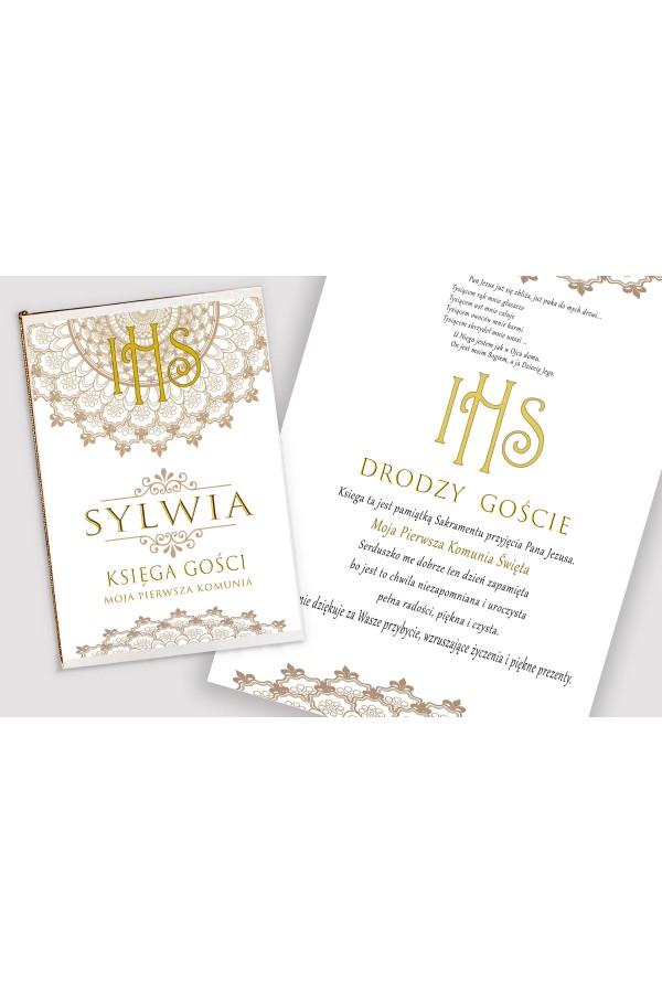 Personalizowana księga pamiątkowa komunijna - Rozeta - obraz 1