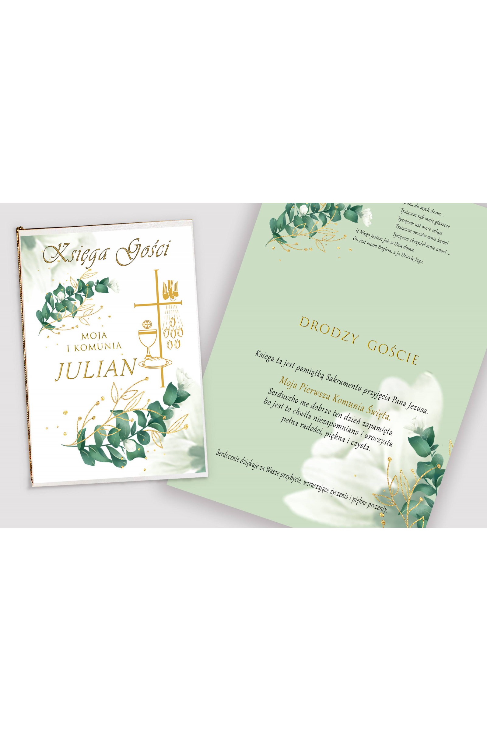 Personalizowana księga pamiątkowa komunijna - Biały płatek - obraz 1