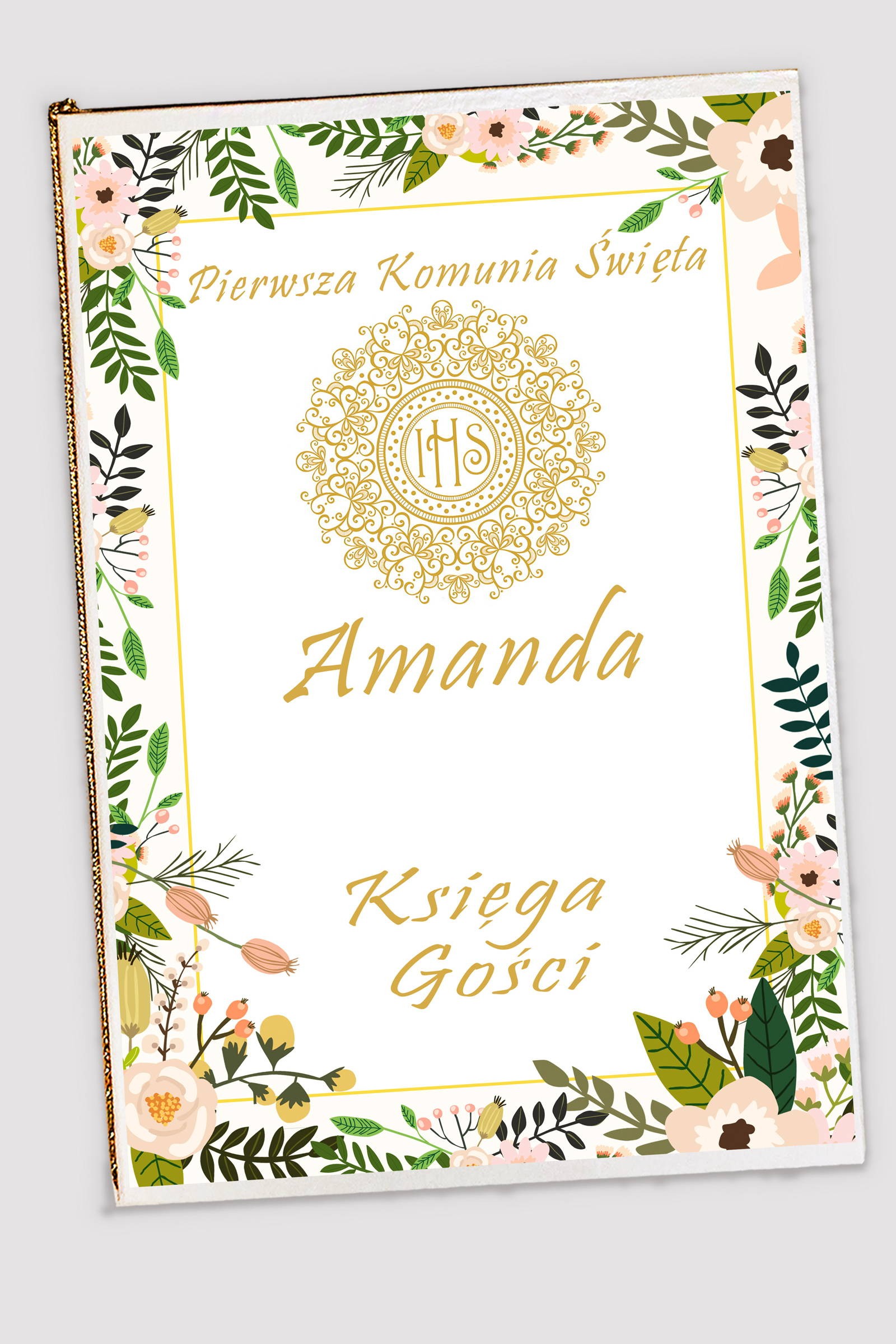 Personalizowana księga pamiątkowa komunijna - Pastelowe maki - obraz 0