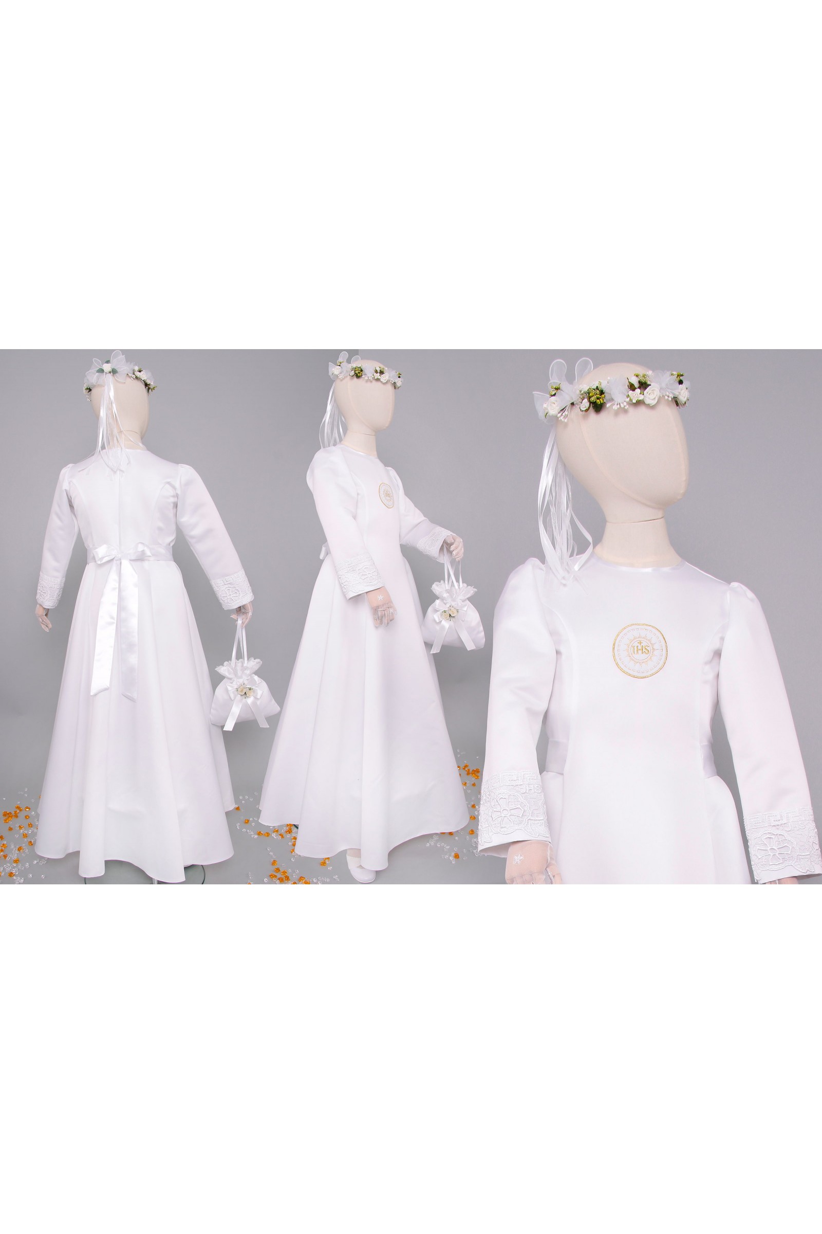 Sukienka komunijna satynowa 1/UK-ST - obraz 8