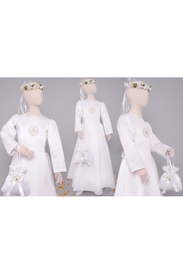 Sukienka komunijna satynowa 1/UK-ST - obraz 9