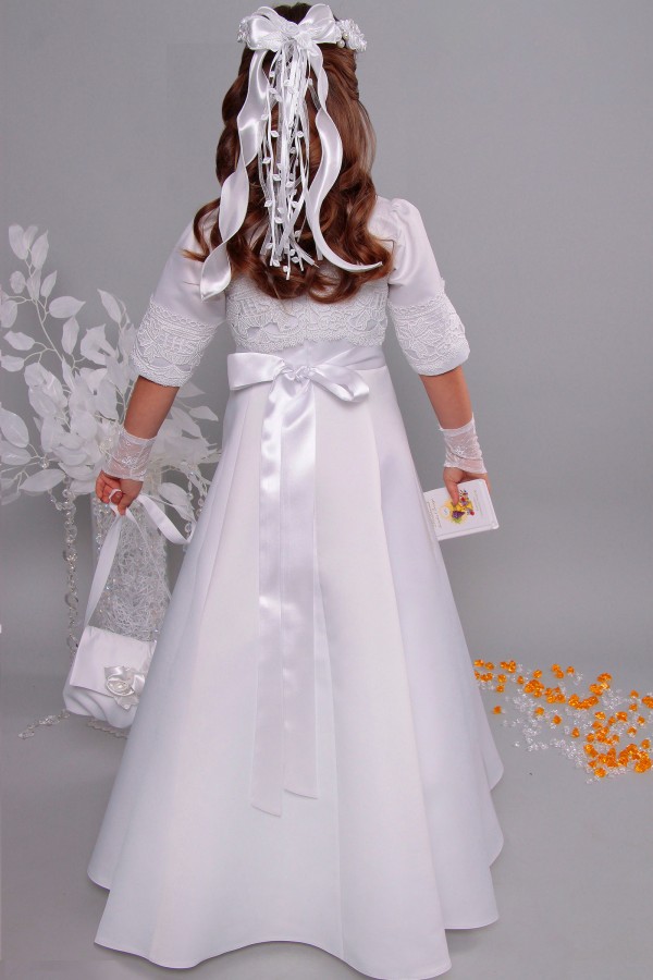 Sukienka komunijna satynowa 2/UK-ST - obraz 7