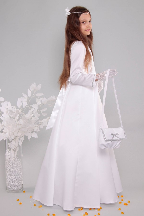 Sukienka komunijna satynowa 10/UK-ST - obraz 4