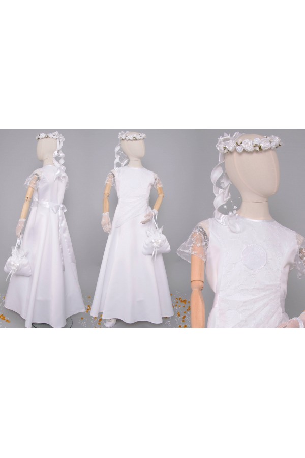 Sukienka komunijna satynowa 12/UK-ST - obraz 8