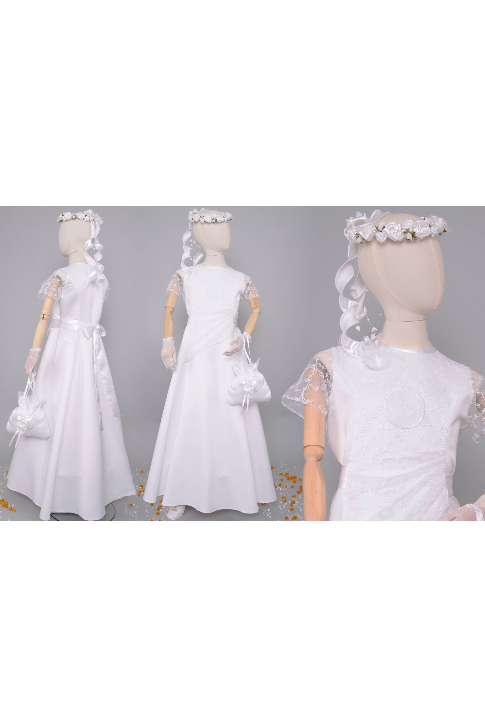 Sukienka komunijna satynowa 12/UK-ST - obraz 8